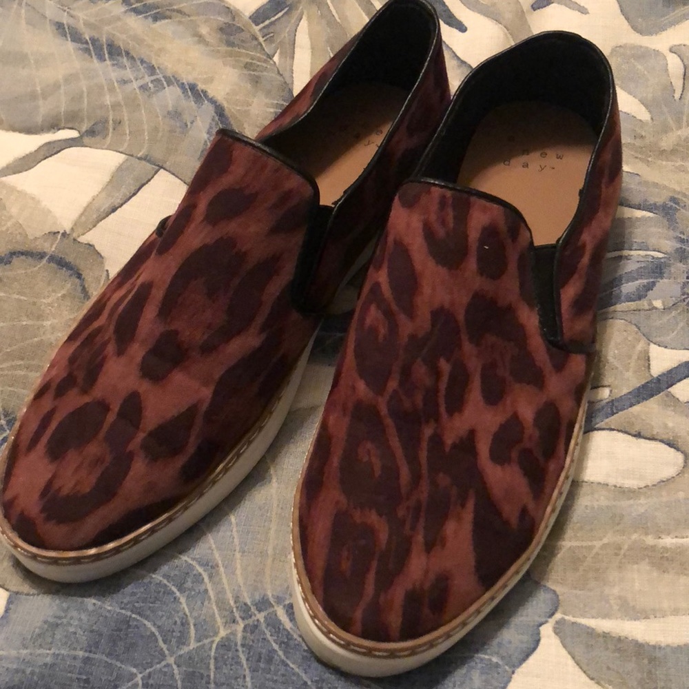 Gently used A New Day cheetah slip on sneakers.